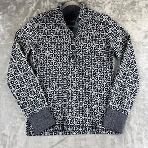Kavu Women's Navy Blue White Patterned Pullover Thumb Hole Shirt Size M (1379)